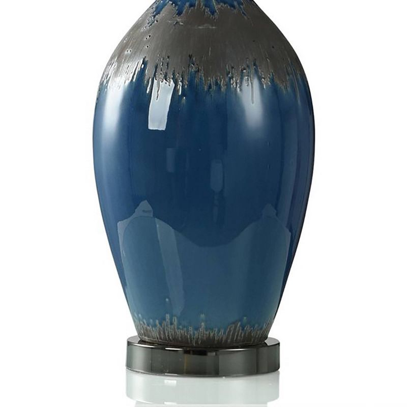 Two-Tone Matte Black and Navy Glaze Base Table Lamp - StyleCraft, 5 of 7