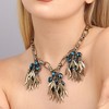 SOHI Women's Prussian Blue Party Stone Statement Necklace - 4 of 4