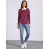INSPIRE CHIC Women's Long Sleeves Contrast Peter Pan Collar Striped Blouse Top - 3 of 4