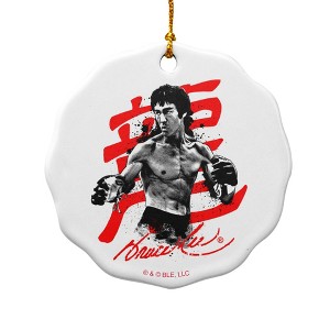 Bruce Lee Signature Porcelain Scalloped Holiday Christmas Tree Ornament  2.8" (7.1 cm) - 1 of 4