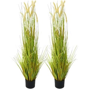 2 Pack 47" Tall Artificial Horsetail Grass Plants in Pots, Realistic Faux Greenery for Indoor Outdoor Home or Office Decoration - 1 of 4