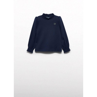 Girl Navy Blue Long Sleeve Mock Turtleneck - Abel & Lula