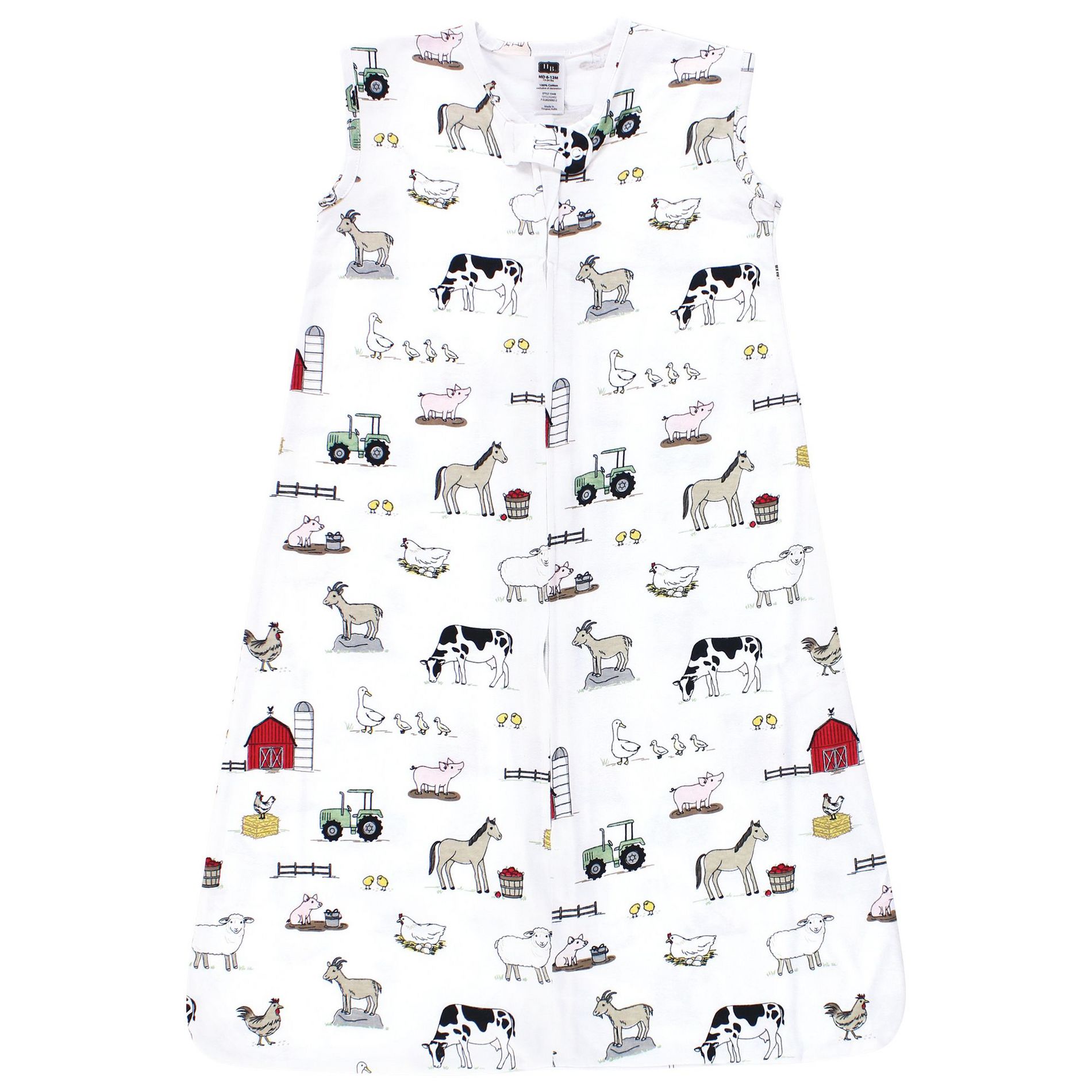 Hudson Baby Cotton Sleeveless Wearable Sleeping Bag, Sack, Blanket, Farm, 18-24 Months