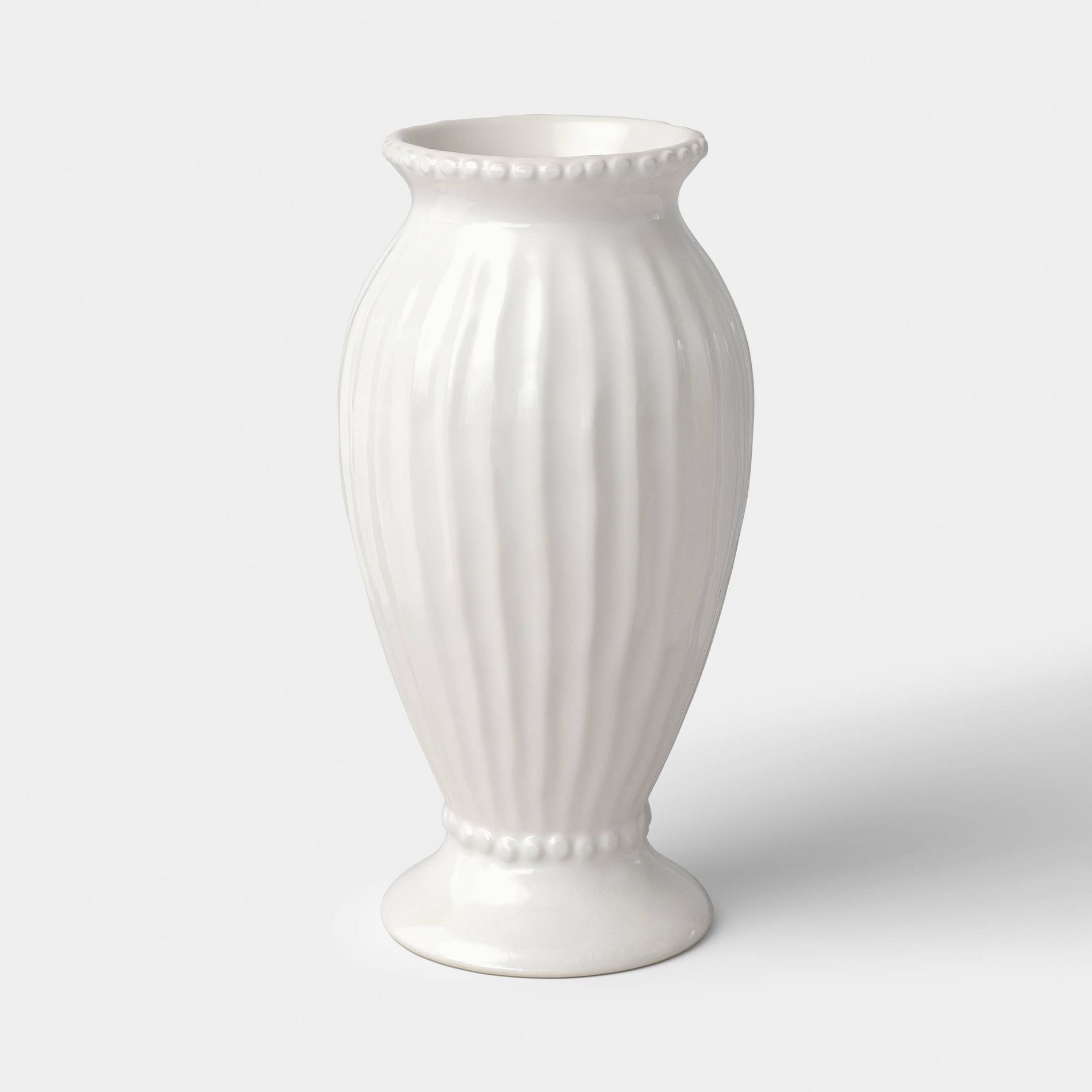 Tall Beaded Ceramic Vase Ivory - Threshold™