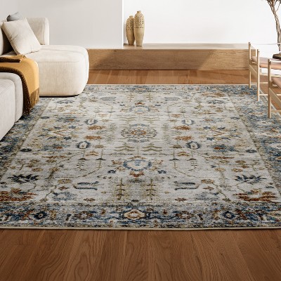 JONATHAN Y Hiero Persian Border Low-Pile Machine-Washable Indoor Area Rug