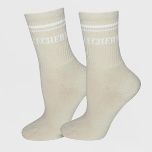 LECHERY Unisex Varsity Striped Half-crew Socks (1 Pair) - One Size, Ivory/White - 1 of 4