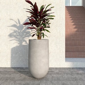 LeisureMod Topiary Planter Pot: Fiberstone and MgO Clay Cylinder Planter Pot with Drainage Holes for Indoor and Outdoor - 1 of 4