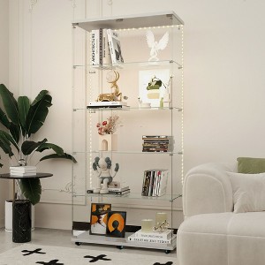 Bluetooth LED Glass Cabinet on Wheels - Multi-Purpose, Lockable - 1 of 4