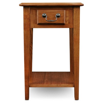 Medium Oak Rectangular Wood Side Table with Storage