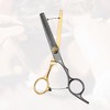 Unique Bargains  Tooth Style Hair Cutting Scissors Black Gold Tone 1 Pc - 4 of 4