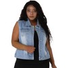 Agnes Orinda Women's Plus Size Buttons with Two Chest Flap Pockets Denim Vests - 3 of 4
