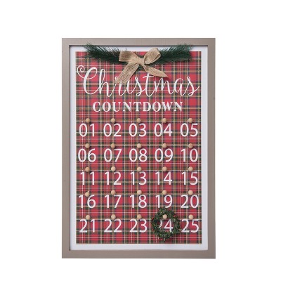 Transpac Wood 21.06 in. Multicolored Christmas Framed Holiday Countdown