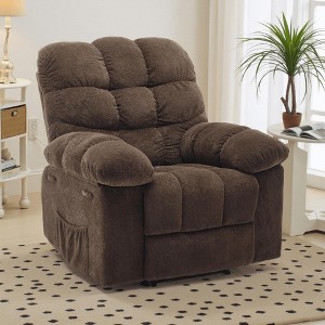 GustoWave Oversized Fabric Recliner Chair, Manual Upholstered Lazy Boy Reclining Sofa with Side Pockets, Steel Frame - 1 of 4
