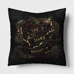 The Dark of The Night Embroidered Velvet Square Throw Pillow Cover - Black - Threshold™: Indoor, Cotton, Zipper Closure, No Fill - 1 of 4