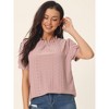 Seta T Women's Back Button Dressy Casual Ruffle Neck Summer Puff Sleeve Eyelet Tops - 3 of 4