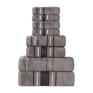 Zero Twist Cotton Solid and Floral Jacquard 8 Piece Bathroom Towel Set by Blue Nile Mills - 1 of 4
