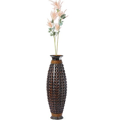 Uniquewise Tall Bamboo Floor Standing Vase with Wicker Woven Design 39 Inch High