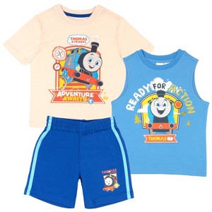 Thomas The Tank Engine Toddlers 3 Piece T-Shirt, Tank Top and Shorts Outfit Set - 1 of 3