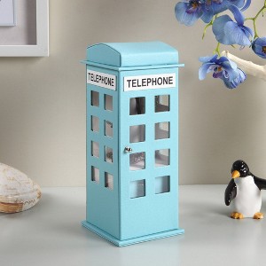 CAVINAS 11.5" Tall Leather Jewelry Box British Telephone Design Jewelry Armoire Organizer - 1 of 4