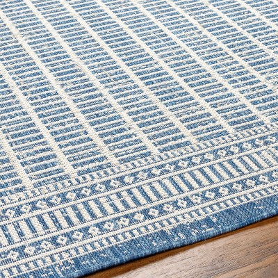 Amena Blue and Gray Rectangular Polypropylene Area Rug