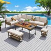 6-Piece Outdoor Modular Patio Furniture Set with Rope Weave Sofas,Table with Ice Box, Thick Cushions, Adjustable Feet - 2 of 4