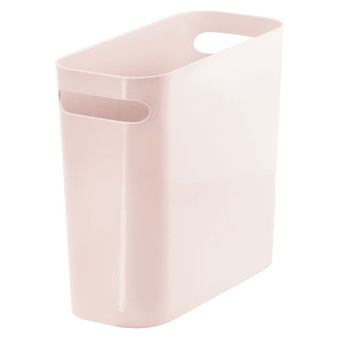 mDesign Plastic Small Trash Can, 1.5 Gallon/5.7-Liter Wastebasket, Narrow  Garbage Bin with Handles for Bathroom, Laundry, Home Office - Holds Waste