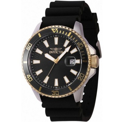 Invicta 46132 Men's Pro Diver Black Dial Rubber Strap Date Watch