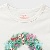 Kids' 2pk Adaptive Short Sleeve Christmas 'Wreath/Puppy' Graphic T-Shirt - Cat & Jack™ Cream/Red - 3 of 3