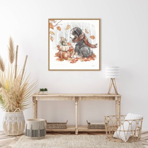 Amanti Art 30"x30" Autumn Dogs III by Mary Urban Framed Canvas Wall Art Print - 1 of 4