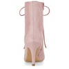 Allegra K Women's Pointy Toe Zip Lace Up Stiletto Heel Ankle Boots - 4 of 4