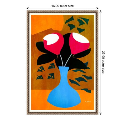 Bo Anderson Abstract Strawberry Flowers Beaded Framed Canvas Wall Art