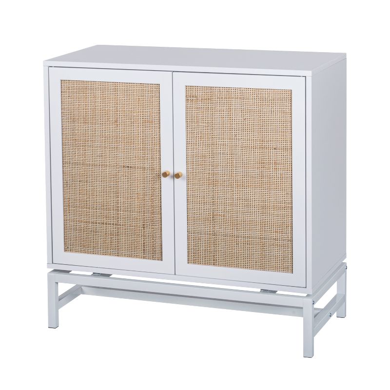 Set of 2, Natural Rattan 2 Door Cabinets with 1 Adjustable Internal Shelf - ModernLuxe, 5 of 12