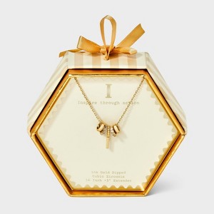 14K Gold Dipped Cubic Zirconia Rondelle Initial Necklace - A New Day™ Gold - 1 of 4