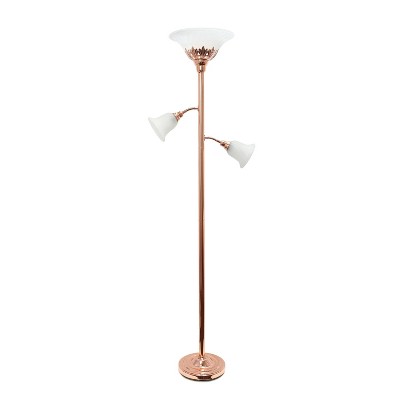 3 Light Floor Lamp with Scalloped Glass Shade Rose Gold - Elegant Designs