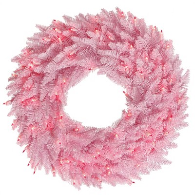 Vickerman 30" Light Pink Fir Artificial Christmas Wreath, Pink Dura-lit ...