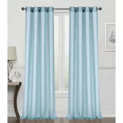 GoodGram Whittier Metallic Sparkle Semi Sheer Grommet Curtain Panels - 52 in. W x 84 in. L, Leighton Blue