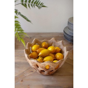 Perforated Teakwood Bowl – 7"Tall Handcrafted Wooden Accent by Kalalou - 1 of 4