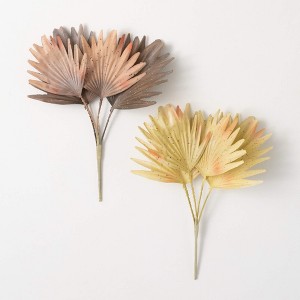Sullivans Artificial 15.5" Bleached Purple & Yellow Palm Bush Set of 2 - 1 of 2