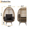 GustoWave Oversized 360° Swivel Rattan Egg Chair, Patio Rotating Egg Chair, Steel Frame and Metal Base, PE Rattan Lounge Chair - 3 of 4