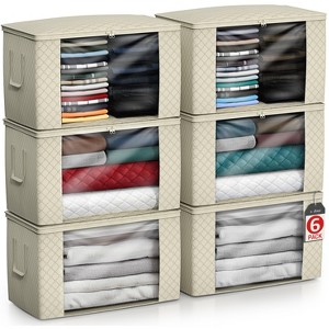 Sorbus Foldable Storage Bag Organizers, Large Clear Window & Carry Handles, Great for Clothes, Blankets, Closets, Bedrooms, and more - 1 of 4