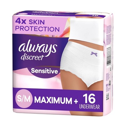 Image of Always Discreet Sensitive Incontinence & Postpartum Incontinence Underwear for Women - S/M - 16ct