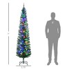 7' Artificial Pencil Christmas Trees Holiday Decoration with Colorful LED Lights, Steel Base - 3 of 4