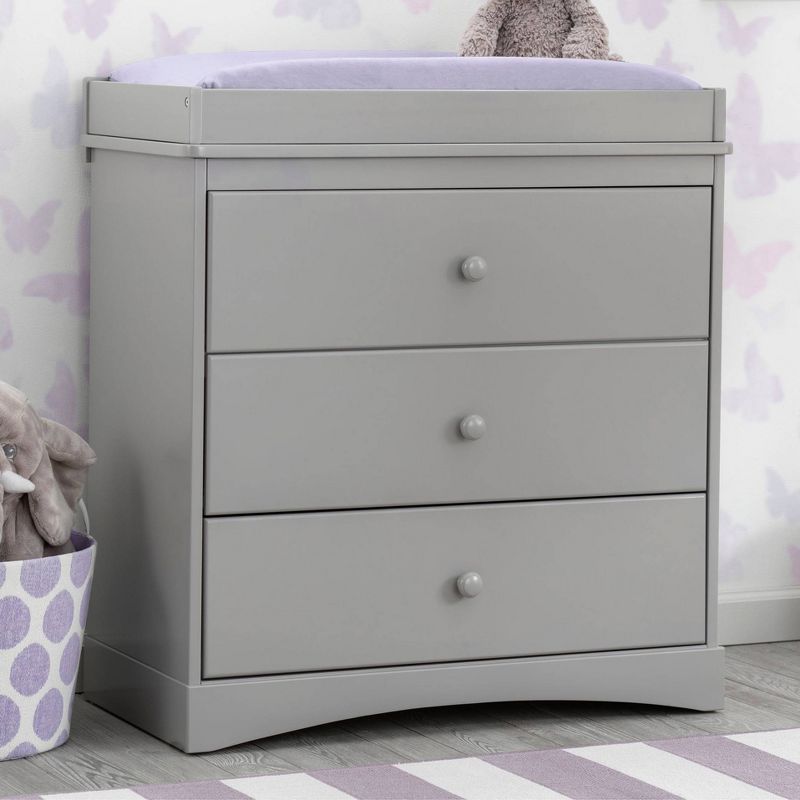 Delta Children Skylar 3-Drawer Dresser with Changing Top and Interlocking Drawers - Gray, 3 of 16