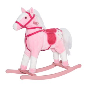 TopComfy Baby Bouncers and Rockers Toddler Plush Pony Animal Rocking Horse Ride On Chair Toy Pony Themed for Little Kids, Pink, 30.73"*20.88"*8.27" - 1 of 4