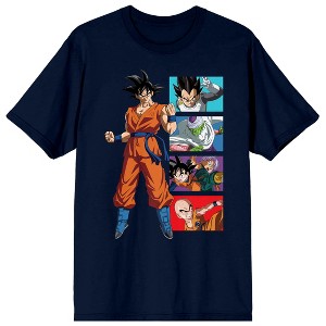 Dragon Ball Super Goku Character Panels Men's Navy Crew Neck Short Sleeve T-shirt - 1 of 3