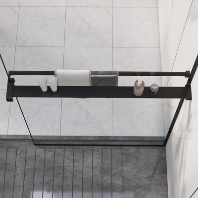 vidaXL Shower Shelf for Walk-in Shower Wall Black 31.5 in. Aluminum
