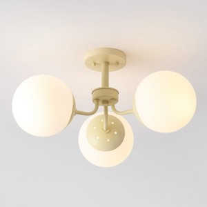 JONATHAN Y Olivier 23.5" 3-Light Bohemian Farmhouse Iron/Frosted Glass LED Semi Flush Mount - 1 of 4
