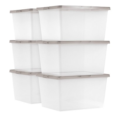 Iris 28qt 6pk Snap Top Plastic Storage Bin : Target