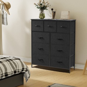 DOMETOUR Dresser for Bedroom 9 Drawer Fabric Storage Tower, Storage Cabinet Tall Chest Organizer Unit Bins Living Room Entryway Closet-Gray - 1 of 4