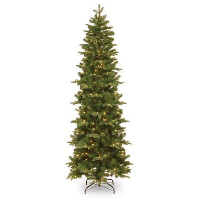 National Tree Company 6.5' PreLit Feel Real Prescott Pencil Slim Hinged Artificial Christmas Tree with 805 Tips